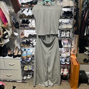 Gray Maxi Cutout Jumpsuit